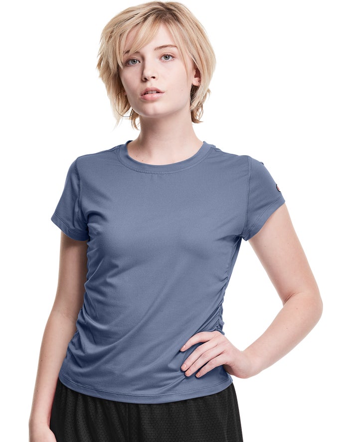 Champion Dame T-Shirts Blå - Soft Touch Ruched Side - Danmark CQI-806392